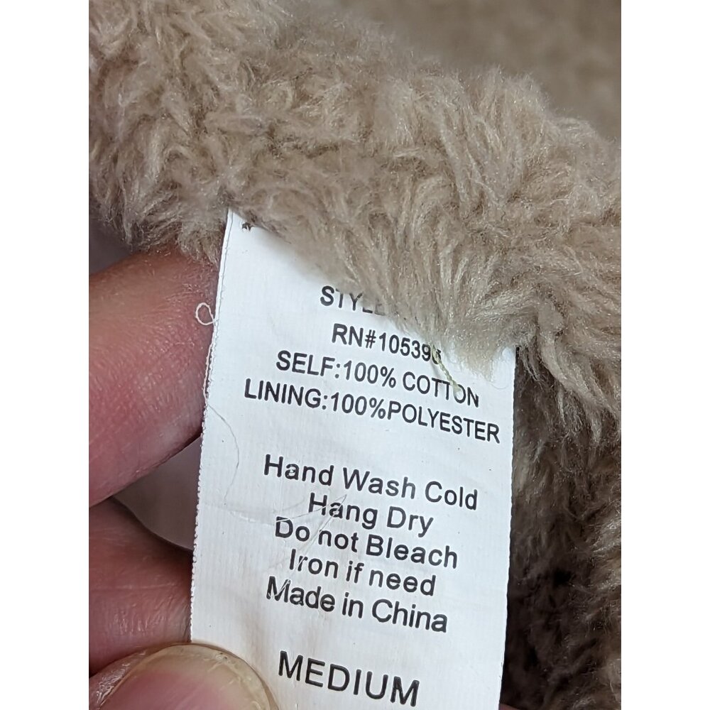 C Esttoi Women size M Vest Green Army Button Up Zip Waist Sherpa Lining Jacket - Picture 11 of 13